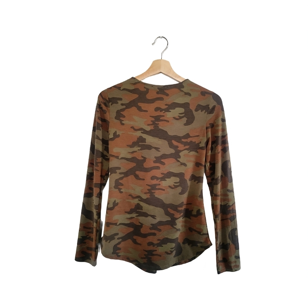 NWT REVAMPED Size L Camouflage Lace-up Top Utility Grunge Y2K Military - Picture 2 of 7